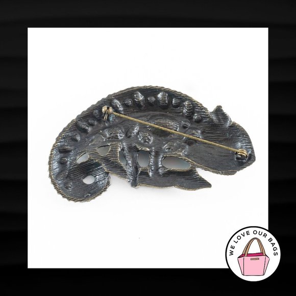 NEW CRYSTAL RHINESTONE GECKO LIZARD METAL CHARM BROOCH PIN for BAG COAT SCARF - Picture 2 of 2